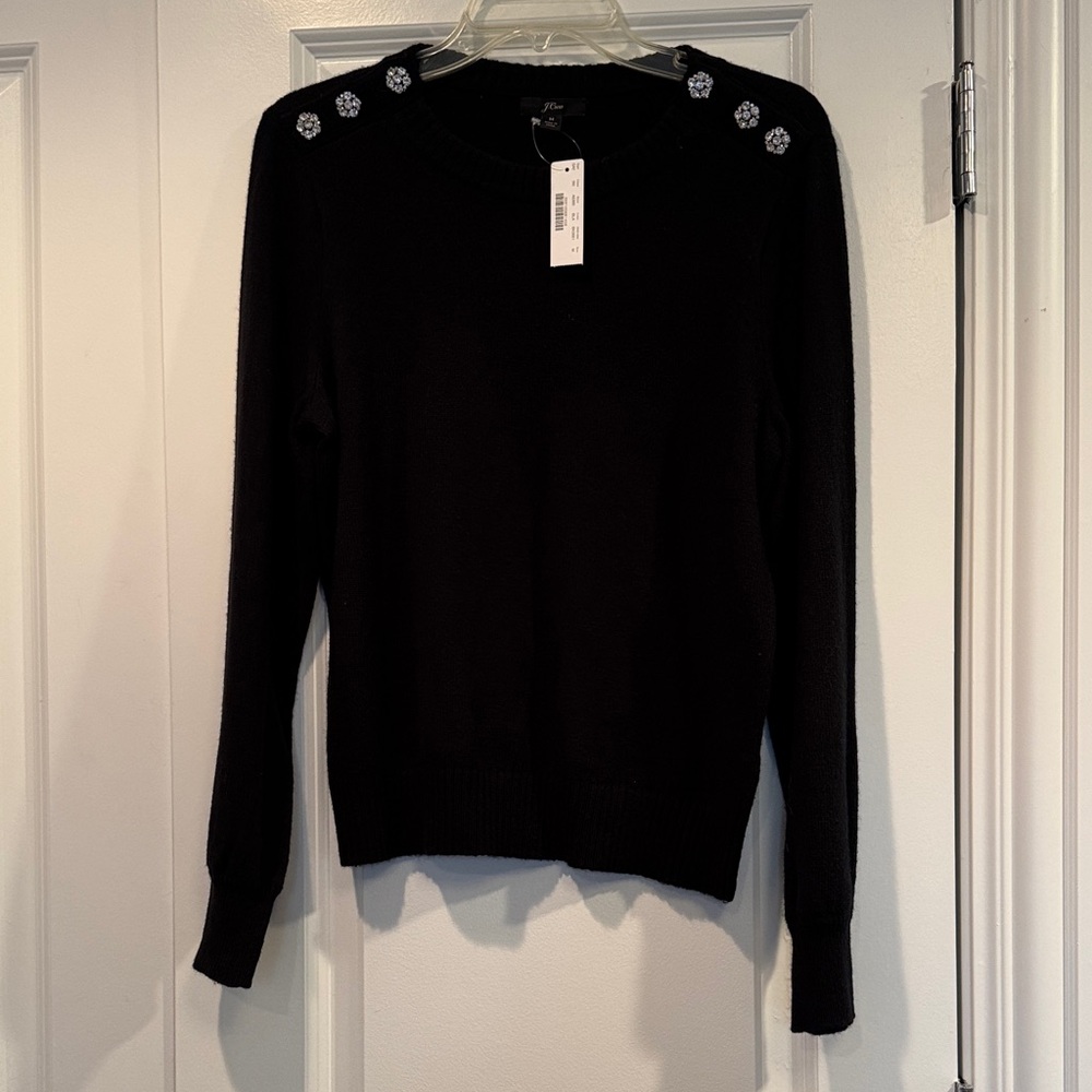 Black Sweater with Embellished Shoulders